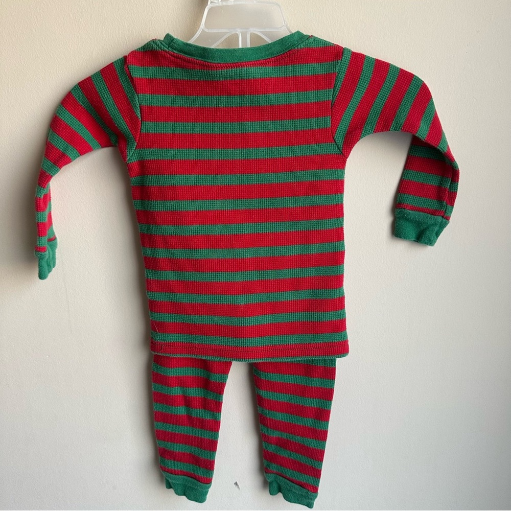 Carter's Red and Green Striped Christmas Pajama Set - size 12m - Picture 4 of 6